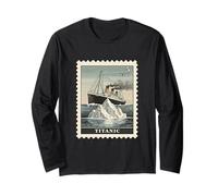 Vintage Titanic Nave Iceberg Timbro Arte Storica Maglia a Manica