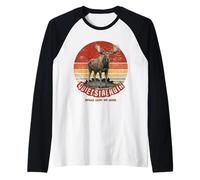Vintage Toro Alce Wilderness Terra Tono Natura Outdoor Art Maglia con Maniche Raglan
