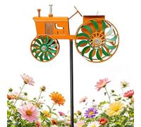 Vintage Tractor Wind Spinner,Garden Tractor Windmill Stake Noiseless Unique Outdoor Sculptures Windmill Decorative Stake for Front Yard Patio Porch Backyard Lawn Flower Bed Holiday