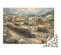 Vintage Train Station Puzzle in Cartone 1000 Pezzi Per Anziani Decorazione Casa Allenamento Mentale Esercizio Per La Mente Cartone Di Alta Qualità 70x50cm/1000pcs