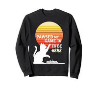 Vintage Tramonto Cat Gamer - Pawsed Il Mio Gioco Gattini Felpa