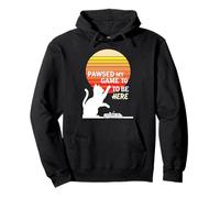 Vintage Tramonto Cat Gamer - Pawsed Il Mio Gioco Gattini Felpa con Cappuccio