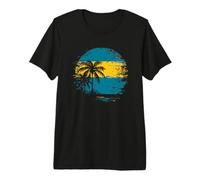 Vintage Tramonto Palme sulle Isole delle Bahamas Maglietta Premium