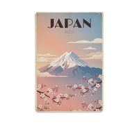 Vintage Travel Japan Fuji Metal Tin Sign