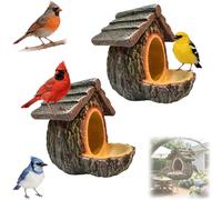 Vintage Treehouse Shape Bird Feeder, Bird Feeders for Outdoors Hanging, Hummingbird Squirrel Viewing Feeding Birdhouse for Window Outside Balcony Garden Fence (2PCS)