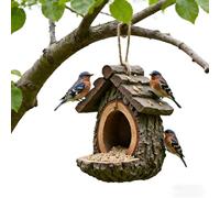 Vintage Treehouse Shape Bird Feeder, Bird Feeders for Outdoors Open Design Feeding Birdhouse Bird Feeders for Outdoors Hanging House Shape Open Design for Outdoor Garden Decor (1pcs)