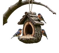 Vintage Treehouse Shape Bird Feeder,Open Design Feeding Birdhouse,Waterproof Resin Tree-Mounted Sculpture,Hummingbird Squirrel Viewing Feeding Birdhouse for Window Outside Balcony Garden Fence (#1pcs)