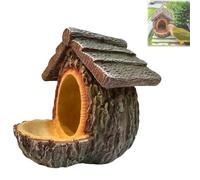 Vintage Treehouse Shape Bird Feeder, Outdoor Hanging Wild Birdfeeder, Vintage Treehouse Shape Bird Feeder with Open Design Feeding Birdhouse & Seed Tray for Garden Patio (1 pezzi)
