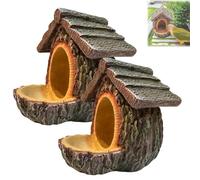 Vintage Treehouse Shape Bird Feeder, Outdoor Hanging Wild Birdfeeder, Vintage Treehouse Shape Bird Feeder with Open Design Feeding Birdhouse & Seed Tray for Garden Patio (2 pezzi)