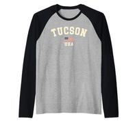 Vintage Tucson USA Bandiera Americana Arizona Cool Souvenir Retro Maglia con Maniche Raglan