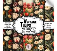 Vintage Tulips Scrapbook Paper: Double Sided Sheets | Flower Pattern for Mixed Media Art, Origami, Collage, and Various DIY Craft Projects | 8.5" x 8.5" (21.59 x 21.59 cm)