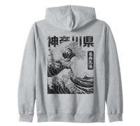 Vintage Ukiyo-e Giapponese Kanagawa Hokusai Grande Onda Felpa con Cappuccio