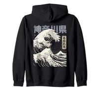 Vintage Ukiyo-e Giapponese Kanagawa Hokusai Grande Onda Felpa con Cappuccio