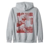 Vintage Ukiyo-e Giapponese Kanagawa Hokusai Grande Onda Felpa con Cappuccio