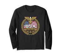 Vintage USA E Pluribus Unum Patriotic Bison Graphic Maglia a Manica