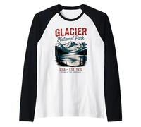 Vintage USA National Park Glacier Montana Maglia con Maniche Raglan