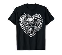 Vintage V Doppio Motore Moto Cuore, Meccanico Moto Maglietta