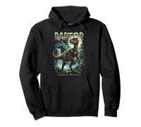 Vintage Velociraptor 90s Bootleg Dinosaur Preistorico Dino Felpa con Cappuccio