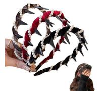 Vintage Velvet Faux Pearl Headband, Elegant Non-slip Bridal Headband Hair Accessories with Tooth Comb for Women and Girls, 3-Pack(Color a)