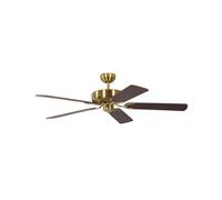 Vintage Ventilatore da Soffitto Senza Luce Piatto Ventola Ottone Opaco Noce