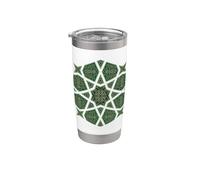 Vintage Verde Marrone Arabo Egitto Geometrico Orientale Bicchiere termico in acciaio inox doppia parete