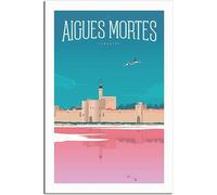 Vintage Viaggio Poster Aigues-Mortes Camargue France Retro Wall Art Tela Poster Art Print Casa Decorazione Camera Decorazione Non incorniciato 60x90cm