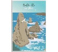 Vintage Viaggio Poster Belle-Île-en-Mer France Coast Retro Wall Art Tela Poster Art Print Casa Decorazione Camera Decorazione Non incorniciato 50x75cm