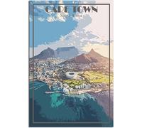 Vintage Viaggio Poster Cape Town South Africa Skyline Retro Wall Art Tela Poster Art Print Casa Decorazione Camera Decorazione Non incorniciato 30x45cm