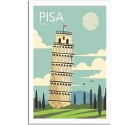 Vintage Viaggio Poster Italy Leaning Tower of Pisa Retro Wall Art Tela Poster Art Print Casa Decorazione Camera Decorazione Non incorniciato 40x60cm