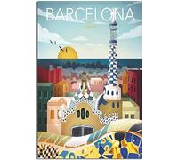 Vintage Viaggio Poster Spain Barcelona Retro Wall Art Tela Poster Art Print Casa Decorazione Camera Decorazione Non incorniciato 40x60cm