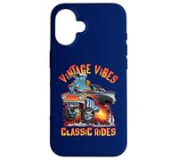 Vintage Vibes Classic Rides Retro Nostalgia Auto Cartoon Art Custodia per iPhone 16