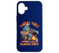 Vintage Vibes Classic Rides Retro Nostalgia Auto Cartoon Art Custodia per iPhone 16 Plus