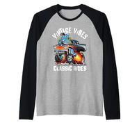 Vintage Vibes Classic Rides Retro Nostalgia Auto Cartoon Art Maglia con Maniche Raglan