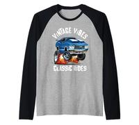 Vintage Vibes Classic Rides Retro Nostalgia Auto Cartoon Art Maglia con Maniche Raglan