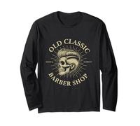 Vintage Vibes Old Classic Barber Shop Skull Elegante Grooming Maglia a Manica
