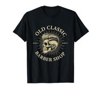 Vintage Vibes Old Classic Barber Shop Skull Elegante Grooming Maglietta