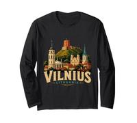 Vintage Vilnius Lituania Viaggio Souvenir Landmark Gift Maglia a Manica