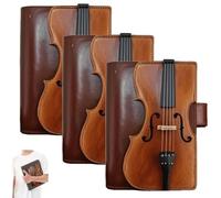 Vintage Violin Leather Notebook - Handmade Look Refillable Journal, 200 A5 Lined Pages, PU Leather Diary for Study Teacher College Meeting, Classic Music Gift for Musicians & Students (3Pcs)