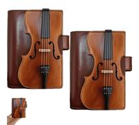 Vintage Violin Leather Notebook, Handmade Look Refillable Journal, Handmade Look Refillable Journal, for Study Teacher College Meeting,Classic Music Gift for Musicians & Students (2 Pcs*Brown)