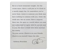 Vintage Wall Art Poster Canvas Anthony Bourdain Quote Eat at a Local Restaurant Tonight for Bedroom Living Room Decor(Unframed,08x12inch(20x30cm))