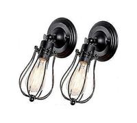 Vintage Wall Light,Industrial Lighting Adjustable Metal Cage Wall Lamp-Black