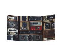 Vintage Wall of Radio Boombox Banner Party Decor Sfondo Banner Festa di Compleanno Fotografia Sfondo Decorazioni Interni Esterni Decorazione Della Parete Banner Forniture Per Feste Bomboniere 178 x