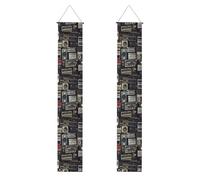 Vintage Wall Of Radio Boombox Portico Banner Appeso Porta Banner Buon Compleanno Portico Segno Festa Banner Foto Sfondo Porta d'ingresso Segnali per Benvenuto Vacanze Party Decorazione interna esterna