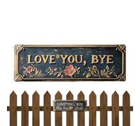 Vintage Wall Sign - Love You Bye for Entryway | Iron with Rustic Finish, Porch Over Door Accent, Kitchen Bar Cafe Decoration, Apartment Housewarming Gift, Hallway Garage Home Decor