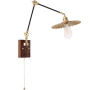 Vintage Walnut Legno Swing Azzurro Light Light Flexible Murale Flexible Ramping Industrial Rural Wall Monte con (A)