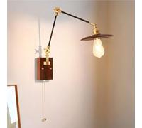 Vintage Walnut Legno Swing Azzurro Light Muro Flexible Muro Flexible Ramping Industrial Rural Wall Monte con (B)