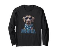 Vintage Weimaraner 4 luglio Merica Maglia a Manica