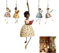 Vintage Whimsical Dancing Lady Hanging Decor,Folk-Art Wind-Swaying Figurine Decor,Cottage Hanging Accent that Sways in Breeze,Garden Wind Spinner,for Covered Porch, Patio, Window