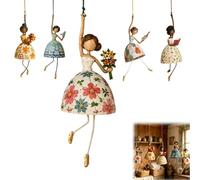 Vintage Whimsical Dancing Lady Hanging Decor,Folk-Art Wind-Swaying Figurine Decor,Cottage Hanging Accent that Sways in Breeze,Garden Wind Spinner,for Covered Porch, Patio, Window
