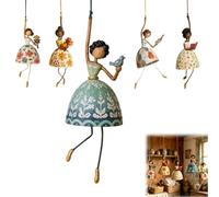 Vintage Whimsical Dancing Lady Hanging Decor,Folk-Art Wind-Swaying Figurine Decor,Cottage Hanging Accent that Sways in Breeze,Garden Wind Spinner,for Covered Porch, Patio, Window